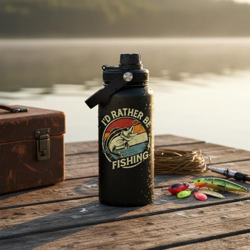 Fufandi Fishing Gifts for Men, Fisherman Gift, Fishing Water Bottle