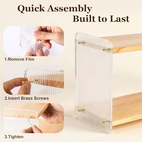 2-Tier Coffee Station Organizer & Matcha Shelf, Wood and Acrylic Mug