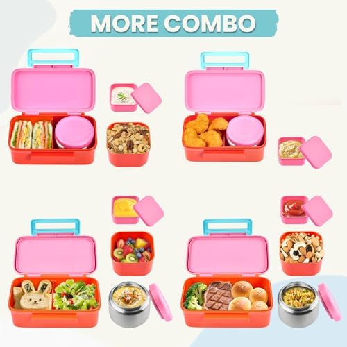 PIQUEBAR Kids Lunch Bento Box with 8oz Thermo Ice Pack Food Container
