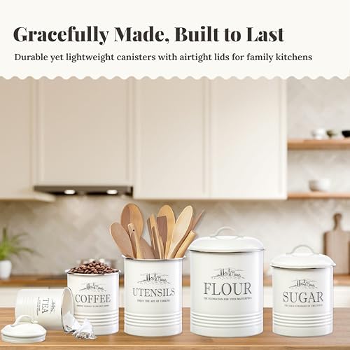 noonberry Bundle of 8 Kitchen Canisters for Countertop - for Flour