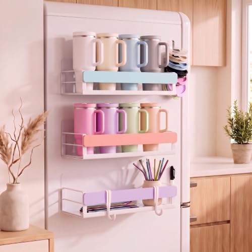 Patelai 3 Pack Magnetic Water Bottle Organizer for Refrigerator