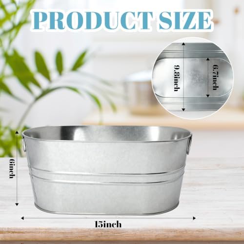 2 Pack 4 Gallon Galvanized Tub Ice Buckets for Parties Portable