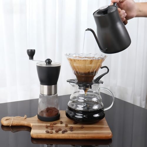 Portable Pour Over Coffee Maker Set, Manual Grinder