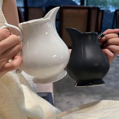WAIT FLY Vintage Embossed Ceramic Creamer and Sugar Bowl Set, Cream