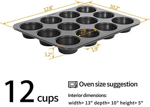 CHEFMADE 12 Cups Muffin Pan Set, 2 Packs Bakeware Non-Stick Cupcake
