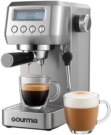 Gourmia Slim Espresso Machine with LCD Screen and Milk Frother