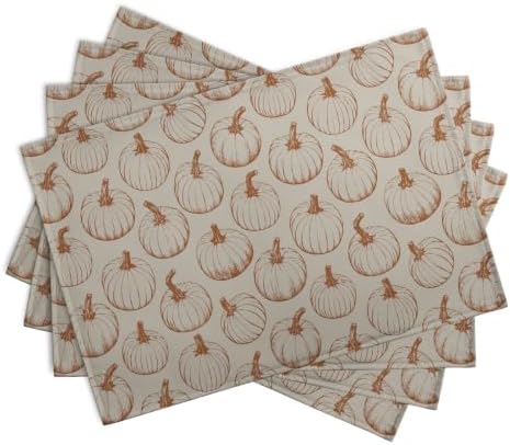 Fall Placemats Set of 4 Burnt Orange Pumpkin Place Mat Autumn