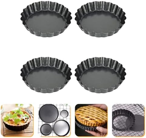 4 Inch Mini Tart Pans with Loose Base, Non Stick Carbon Steel