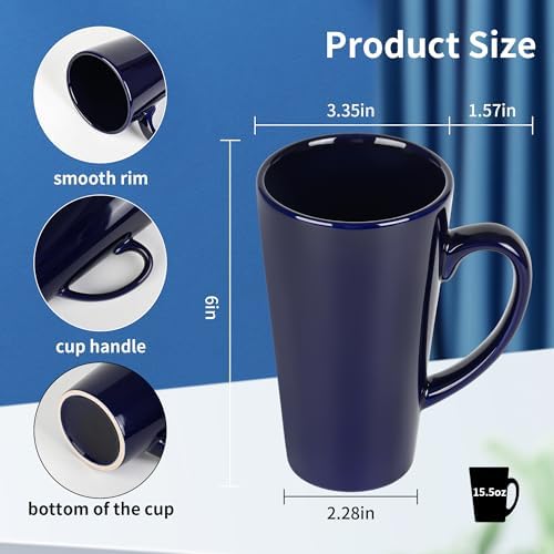 BYCNZB 16oz Funnel Ceramic Tall Coffee Mugs for Coffee, Tea, Cocoa
