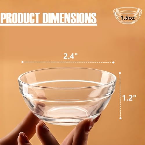 stablerice 8 PCS Small Glass Bowls, 2.5oz Mini Glass Prep Bowls for