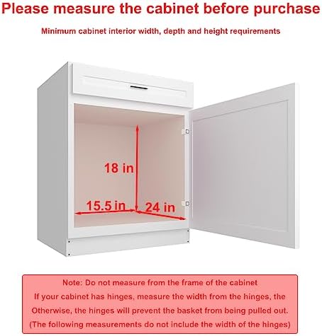 Sikarou Pull Out Cabinet Organizer 14"W 21"D 2-Tier Slide Out Storage Shelf