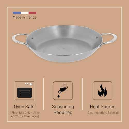 de Buyer MINERAL B Carbon Steel Paella Pan - 12.5” Diameter, 9.25”