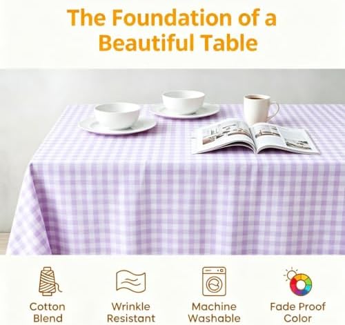 ShinyBeauty Gingham Tablecloth, Buffalo Plaid Cotton Checkered Table
