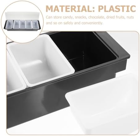 Plastic Fruit Box Storage Container Five Compartment with Lid, Black