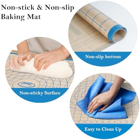 Silicone Baking Mat Set, 28x20 & 16x12 Inch, Blue