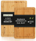 Daniks Bamboo Cutting Board Set of 2 with Juice Groove, XL 16x12 & L