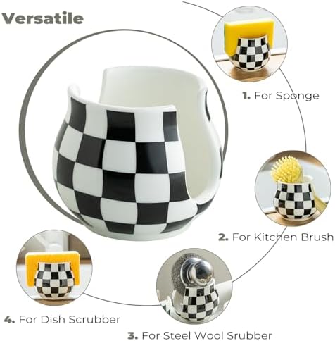 Zoeeker Ceramic Checkered Sponge Holder