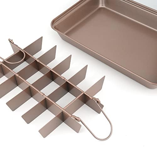 Brownie Pan with Dividers, Non Stick Brownie Baking Pan, 18 Pre-slice