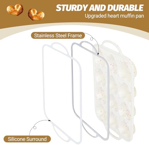 2 PCS Silicone Heart Shaped Cake Pans, Reusable Non-stick Baking Mini