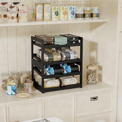 BAMBANG Can Organizer for Pantry, Detachable Bamboo 4 Tier Stackable
