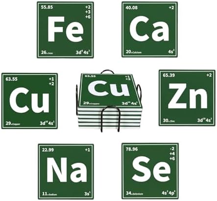Square Chemical Element Coasters Set of 6,Geek Gift for Science