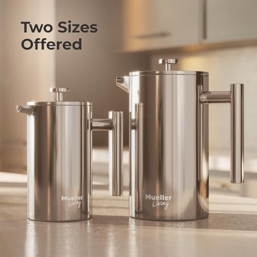 MuellerLiving 34oz Stainless Steel French Press Coffee Maker