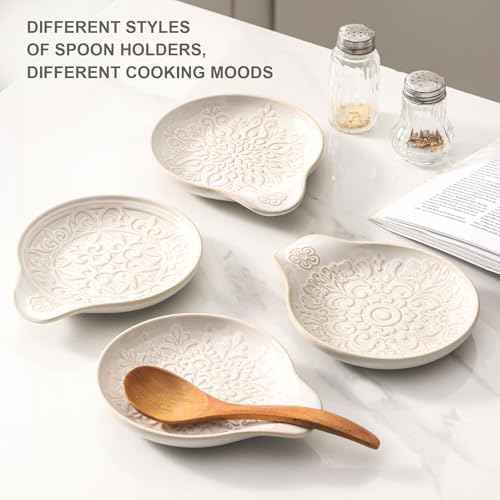 Farmhouse Ceramic Spoon Rests Holder for Kitchen Counter Stove Top