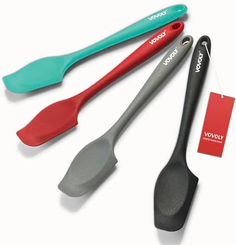 Mini Silicone Spatula, 8" Curved Small Spatula with Shallow Bowl
