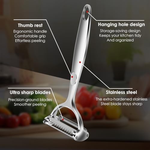 Julienne Peeler Vegetable Peeler Set, 2-in-1 Potato Peeler for