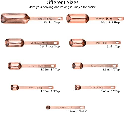 Measuring Cups and Spoons Set, Copper Measuring Cups and Spoons Set