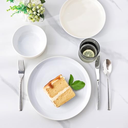 GBHOME Ceramic Dinnerware Set for 4, 12 Pcs Plates and Bowls Sets