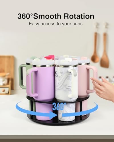 Luxtude Black 360 Rotatable Stanley Cup Organizer Holder for Kitchen