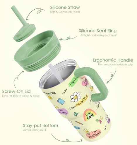 SANDJEST Inspiration Tumbler 20oz with Handle and Silicone Straw