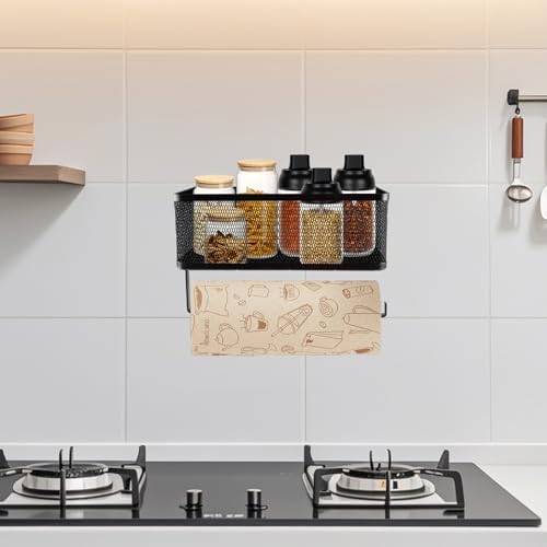 2-Tier Magnetic Paper Towel Holder with Shelf