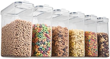 6 Pack Airtight Cereal Food Storage Containers, 135.5 Oz