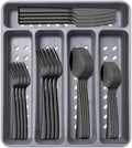 21 Pcs Black Silverware Set with Organizer