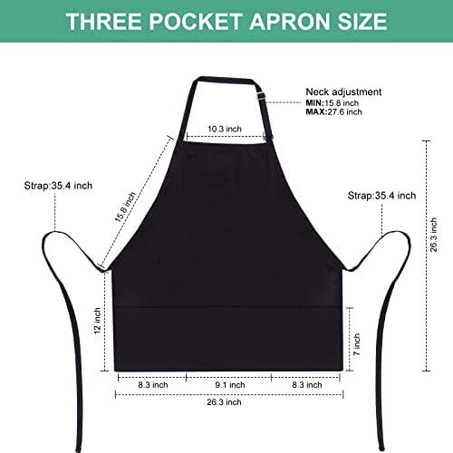 Jubatus 2 Pack 3 Pockets Adjustable Bib Apron Chef Kitchen Cooking