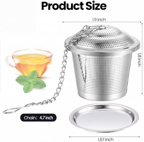 Zopeal 9 Pcs Tea Infuser Stainless Steel Strainer with Chain, Medium