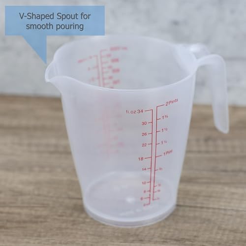 EIKS Measuring Pitchers, Clear Plastic Jugs Cups (1000mlx4)