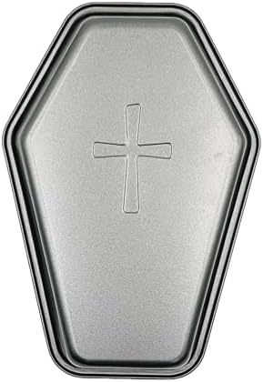 Coffin Cake Pan with Cross Pattern 9.5 Inch Non-Stick Halloween Baking