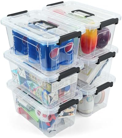 NUMIFUN 6 Pack 7Qt Clear Plastic Storage Bins with Lids