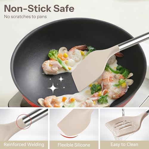 NCUE 28-Piece Silicone Kitchen Utensil Set, Stainless Steel Handles