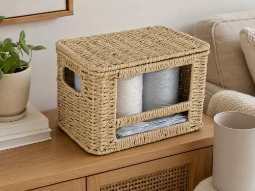 Trash Bag Organizer, Paper Rope Garbage Bag Dispenser Holder for