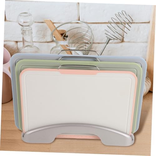 Plastic Cutting Boards Set with Holder, Handles and Juice Grooves
