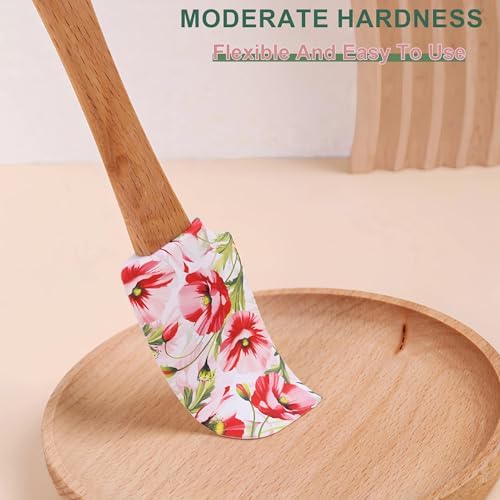 Silicone Cooking Spatula Set with Wooden Handles: Ideal for daily cake