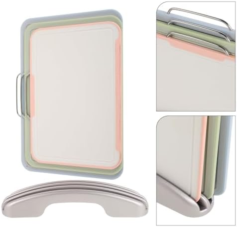 Plastic Cutting Board Set Stand and Handles Color Coded with Holder