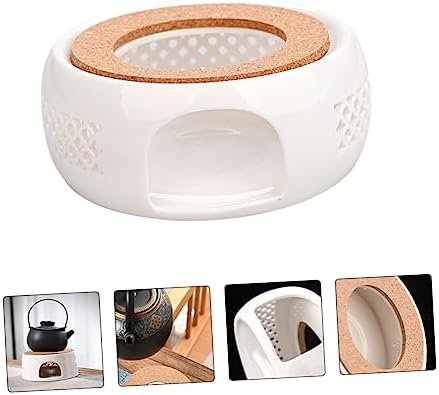 Ceramic Teapot Warmer with Wood Base, Heating and Heat Preservation