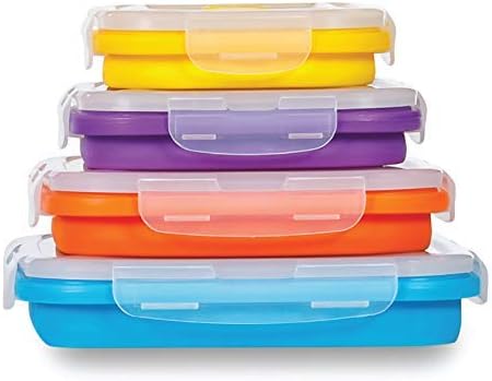 Flat Stacks Collapsible Storage Containers | Set of 4 Square Silicone