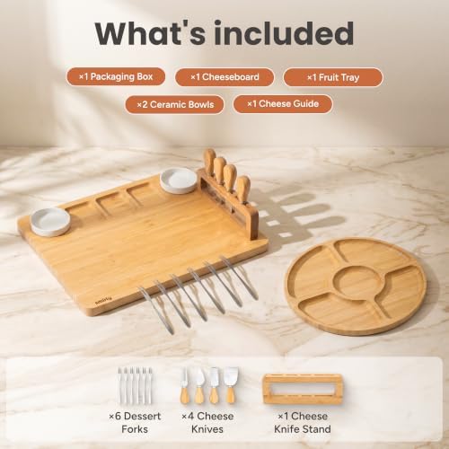 SMIRLY Charcuterie Boards Set, Large Cheese Board with Accessories, Bamboo