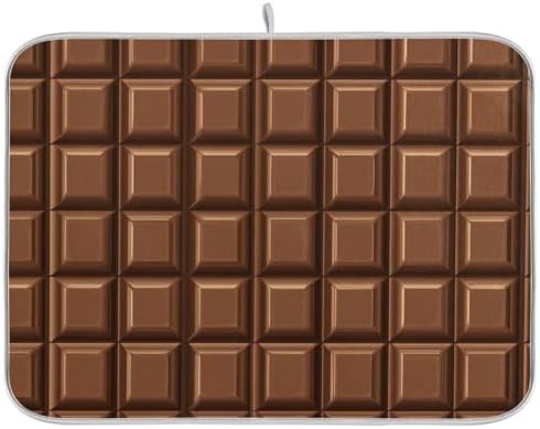 OTVEE Chocolate Bar Art Dish Drying Mat for Kitchen Counter Absorbent